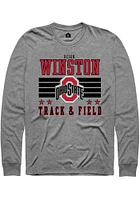 Reign Winston  Ohio State Buckeyes Grey Rally NIL Striped Long Sleeve T Shirt