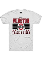 Reign Winston  Ohio State Buckeyes White Rally NIL Striped Short Sleeve T Shirt
