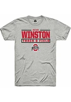 Reign Winston  Ohio State Buckeyes Ash Rally NIL Stacked Box Short Sleeve T Shirt