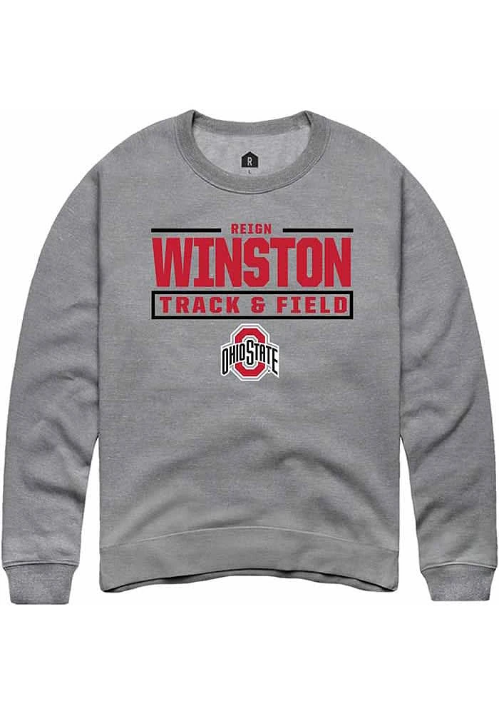 Reign Winston Rally Ohio State Buckeyes Mens Graphite NIL Stacked Box Long Sleeve Crew Sweatshirt