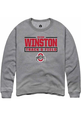 Reign Winston  Rally Ohio State Buckeyes Mens Graphite NIL Stacked Box Long Sleeve Crew Sweatshirt