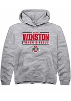 Reign Winston  Rally Ohio State Buckeyes Youth Grey NIL Stacked Box Long Sleeve Hoodie