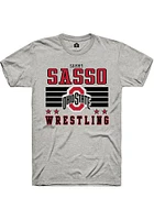 Sammy Sasso  Ohio State Buckeyes Ash Rally NIL Striped Short Sleeve T Shirt