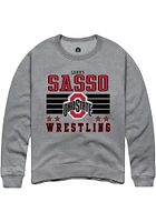 Sammy Sasso Rally Ohio State Buckeyes Mens NIL Striped Long Sleeve Crew Sweatshirt