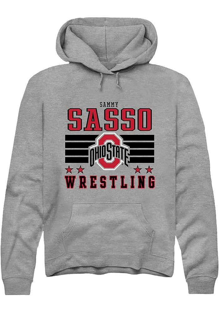 Sammy Sasso Rally Ohio State Buckeyes Mens NIL Striped Long Sleeve Hoodie