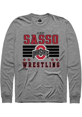 Sammy Sasso  Ohio State Buckeyes Grey Rally NIL Striped Long Sleeve T Shirt