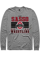 Sammy Sasso  Ohio State Buckeyes Grey Rally NIL Striped Long Sleeve T Shirt