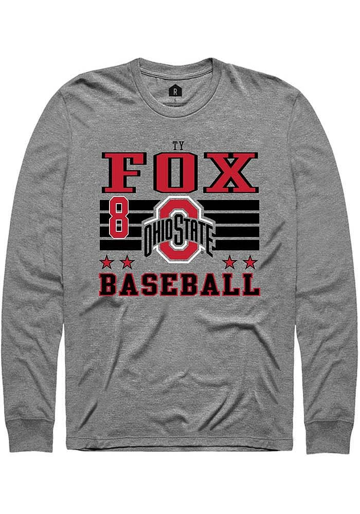 Ty Fox  Ohio State Buckeyes Grey Rally NIL Striped Long Sleeve T Shirt