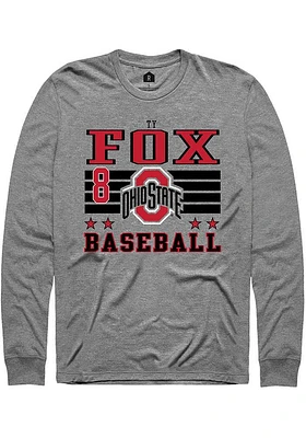 Ty Fox  Ohio State Buckeyes Grey Rally NIL Striped Long Sleeve T Shirt