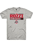 Jake  Rozzi Ohio State Buckeyes Ash Rally NIL Stacked Box Short Sleeve T Shirt