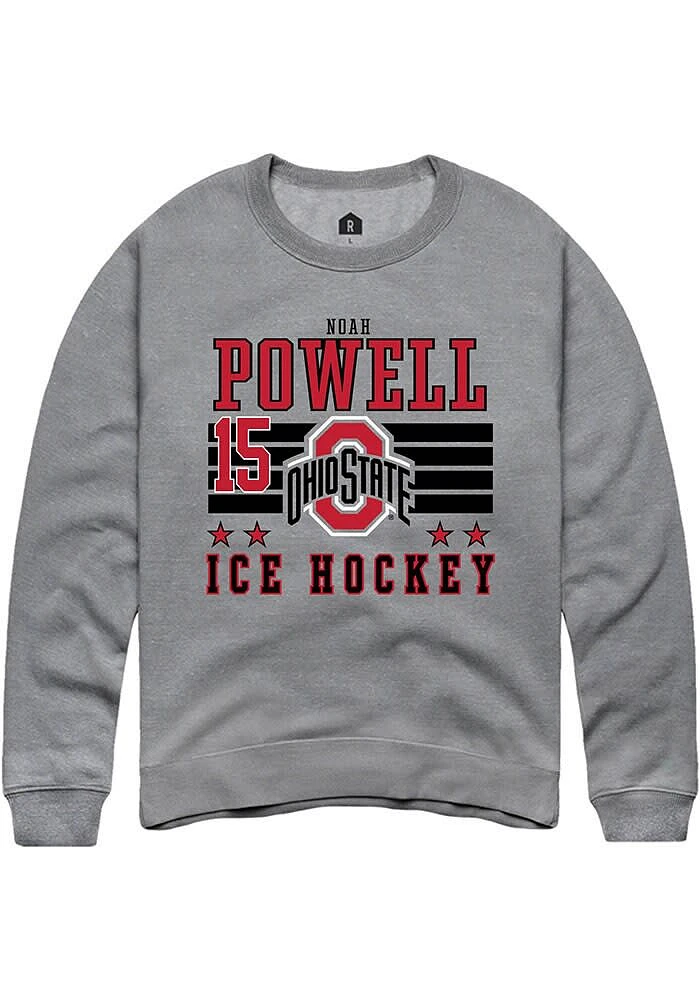 Noah Powell Rally Ohio State Buckeyes Mens NIL Striped Long Sleeve Crew Sweatshirt