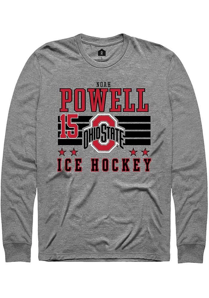 Noah Powell Ohio State Buckeyes Grey Rally NIL Striped Long Sleeve T Shirt