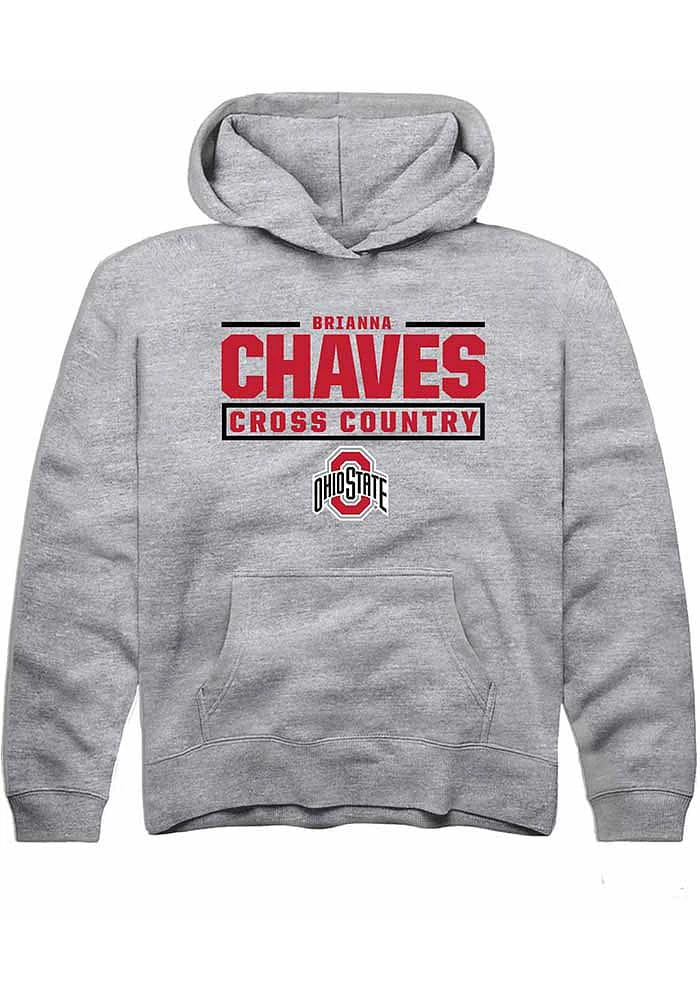Brianna Chaves Rally Ohio State Buckeyes Youth Grey NIL Stacked Box Long Sleeve Hoodie