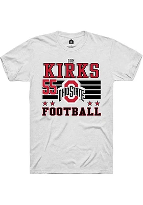 Dom Kirks  Ohio State Buckeyes White Rally NIL Striped Short Sleeve T Shirt