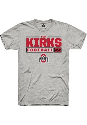 Dom Kirks  Ohio State Buckeyes Ash Rally NIL Stacked Box Short Sleeve T Shirt