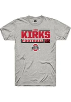 Dom Kirks  Ohio State Buckeyes Ash Rally NIL Stacked Box Short Sleeve T Shirt