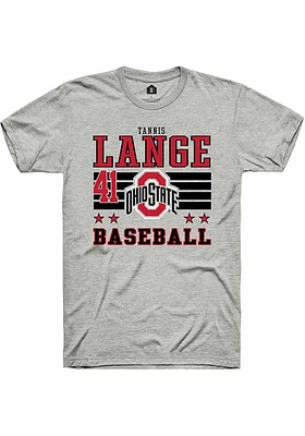 Tannis Lange  Ohio State Buckeyes Ash Rally NIL Striped Short Sleeve T Shirt