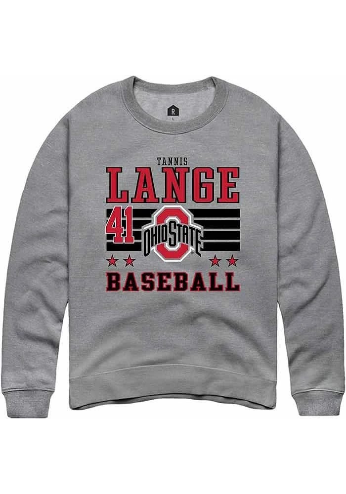 Tannis Lange Rally Ohio State Buckeyes Mens NIL Striped Long Sleeve Crew Sweatshirt