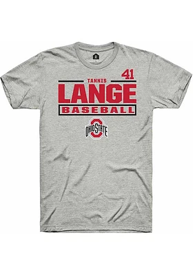 Tannis Lange  Ohio State Buckeyes Ash Rally NIL Stacked Box Short Sleeve T Shirt