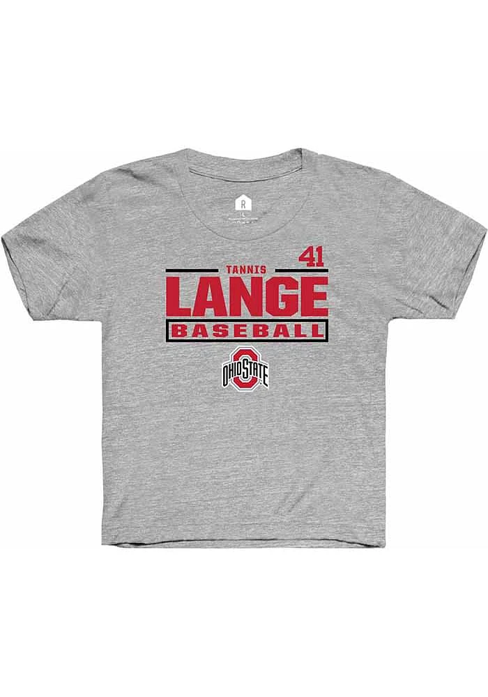 Tannis Lange Rally Ohio State Buckeyes Youth Grey NIL Stacked Box Short Sleeve T-Shirt