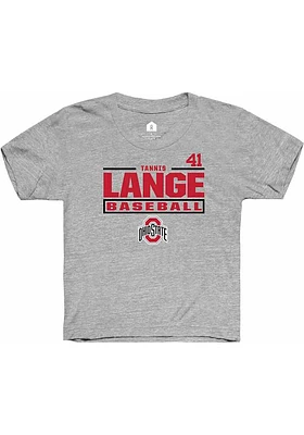 Tannis Lange  Rally Ohio State Buckeyes Youth Grey NIL Stacked Box Short Sleeve T-Shirt