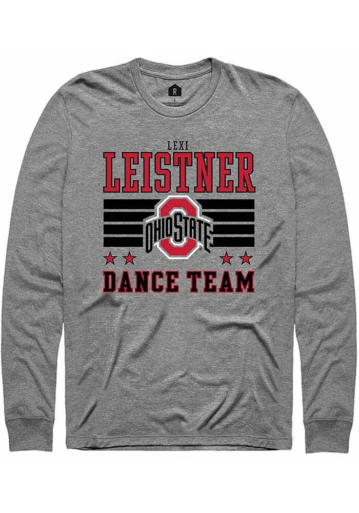 Lexi Leistner Ohio State Buckeyes Grey Rally NIL Striped Long Sleeve T Shirt