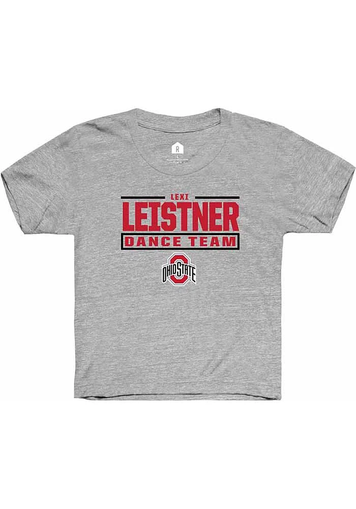 Lexi Leistner Rally Ohio State Buckeyes Youth Grey NIL Stacked Box Short Sleeve T-Shirt