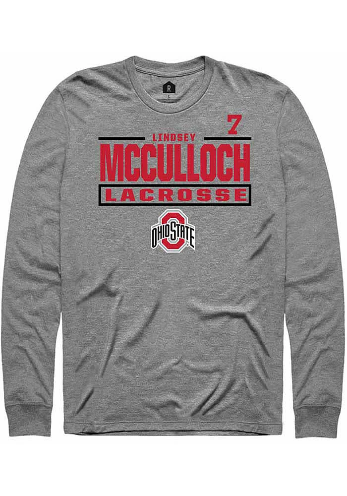 Lindsey McCulloch Ohio State Buckeyes Graphite Rally NIL Stacked Box Long Sleeve T Shirt