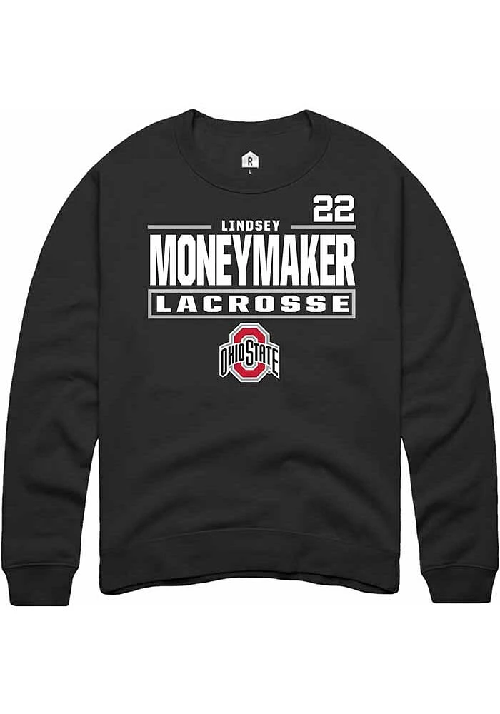 Lindsey Moneymaker Rally Ohio State Buckeyes Mens Black NIL Stacked Box Long Sleeve Crew Sweatshi..