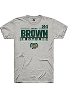 Irving Brown  Ohio Bobcats Ash Rally NIL Stacked Box Short Sleeve T Shirt