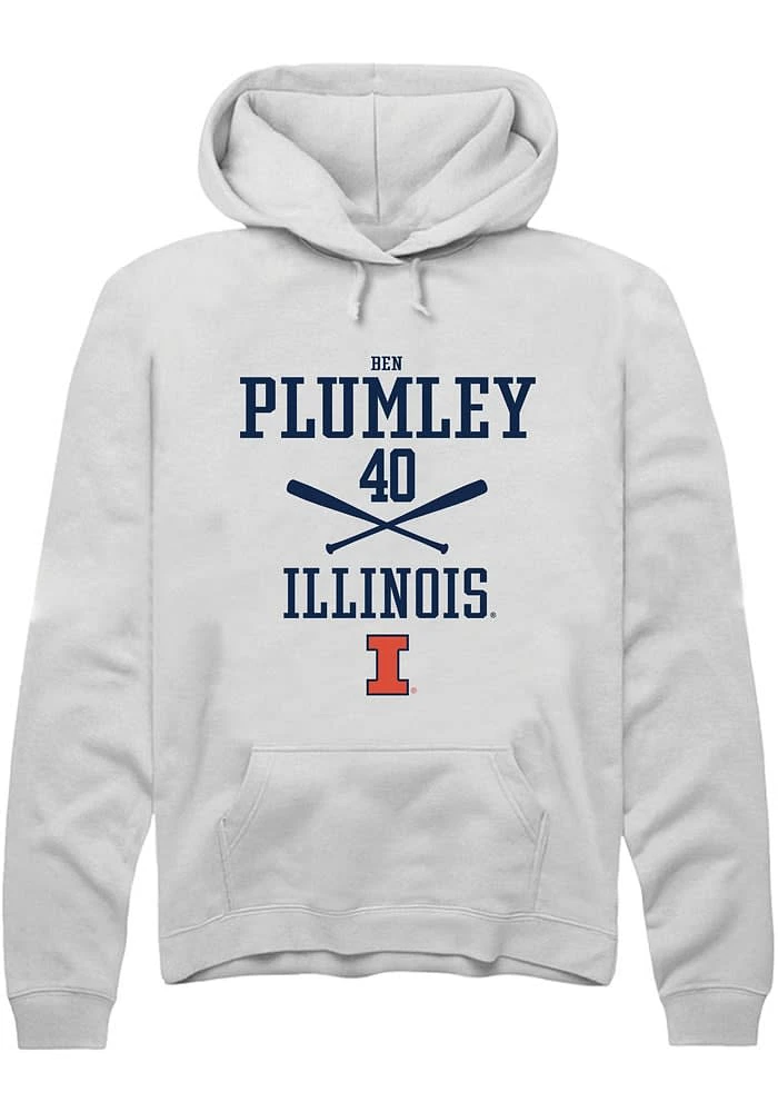 Ben Plumley Rally Illinois Fighting Illini Mens White NIL Sport Icon Long Sleeve Hoodie