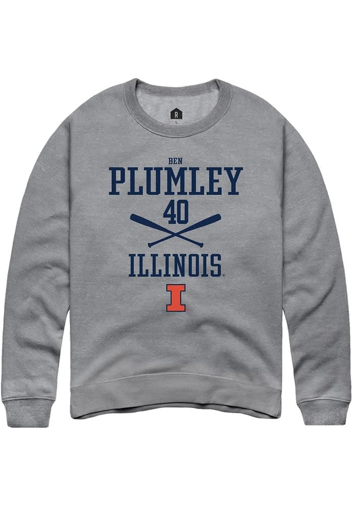 Ben Plumley Rally Illinois Fighting Illini Mens Graphite NIL Sport Icon Long Sleeve Crew Sweatshi..