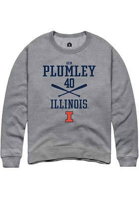 Ben Plumley  Rally Illinois Fighting Illini Mens Graphite NIL Sport Icon Long Sleeve Crew Sweatshi..