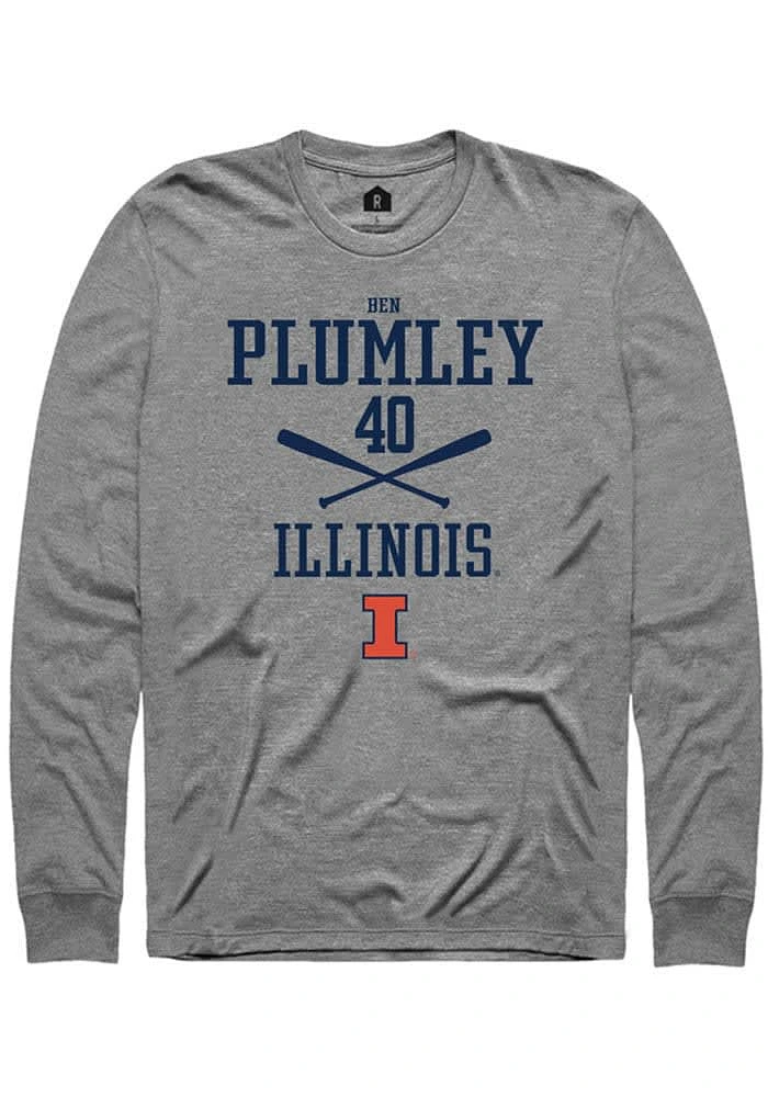 Ben Plumley Illinois Fighting Illini Graphite Rally NIL Sport Icon Long Sleeve T Shirt