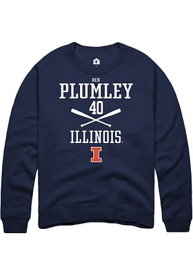 Ben Plumley  Rally Illinois Fighting Illini Mens Navy Blue NIL Sport Icon Long Sleeve Crew Sweatsh..