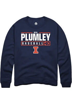 Ben Plumley  Rally Illinois Fighting Illini Mens Navy Blue NIL Stacked Box Long Sleeve Crew Sweats..