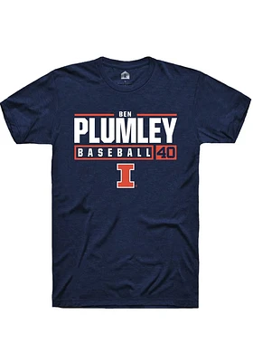 Ben Plumley  Illinois Fighting Illini Navy Blue Rally NIL Stacked Box Short Sleeve T Shirt