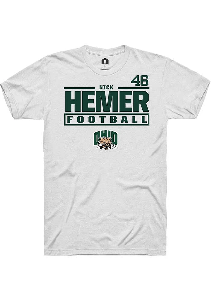 Nick Hemer Ohio Bobcats Rally NIL Stacked Box Short Sleeve T Shirt