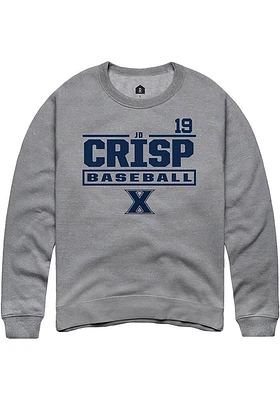 JD Crisp  Rally Xavier Musketeers Mens Graphite NIL Stacked Box Long Sleeve Crew Sweatshirt