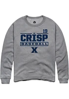 JD Crisp  Rally Xavier Musketeers Mens Graphite NIL Stacked Box Long Sleeve Crew Sweatshirt