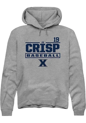 JD Crisp  Rally Xavier Musketeers Mens Graphite NIL Stacked Box Long Sleeve Hoodie
