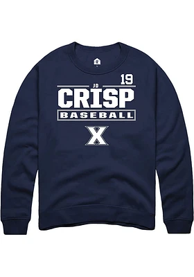 JD Crisp  Rally Xavier Musketeers Mens Navy Blue NIL Stacked Box Long Sleeve Crew Sweatshirt