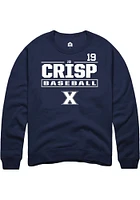 JD Crisp  Rally Xavier Musketeers Mens Navy Blue NIL Stacked Box Long Sleeve Crew Sweatshirt