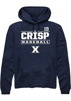 JD Crisp  Rally Xavier Musketeers Mens Navy Blue NIL Stacked Box Long Sleeve Hoodie