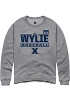 Jon Wylie  Rally Xavier Musketeers Mens Graphite NIL Stacked Box Long Sleeve Crew Sweatshirt
