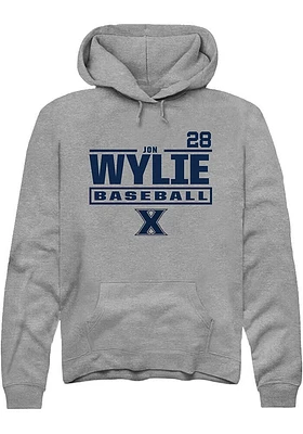 Jon Wylie  Rally Xavier Musketeers Mens Graphite NIL Stacked Box Long Sleeve Hoodie