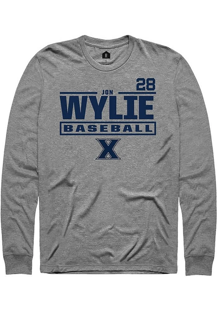 Jon Wylie Xavier Musketeers Graphite Rally NIL Stacked Box Long Sleeve T Shirt