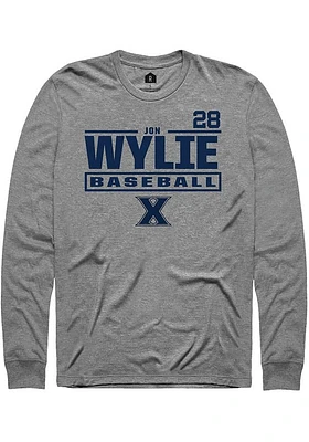 Jon Wylie  Xavier Musketeers Graphite Rally NIL Stacked Box Long Sleeve T Shirt