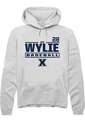 Jon Wylie  Rally Xavier Musketeers Mens White NIL Stacked Box Long Sleeve Hoodie