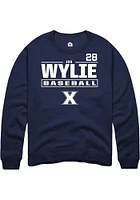 Jon Wylie  Rally Xavier Musketeers Mens Navy Blue NIL Stacked Box Long Sleeve Crew Sweatshirt